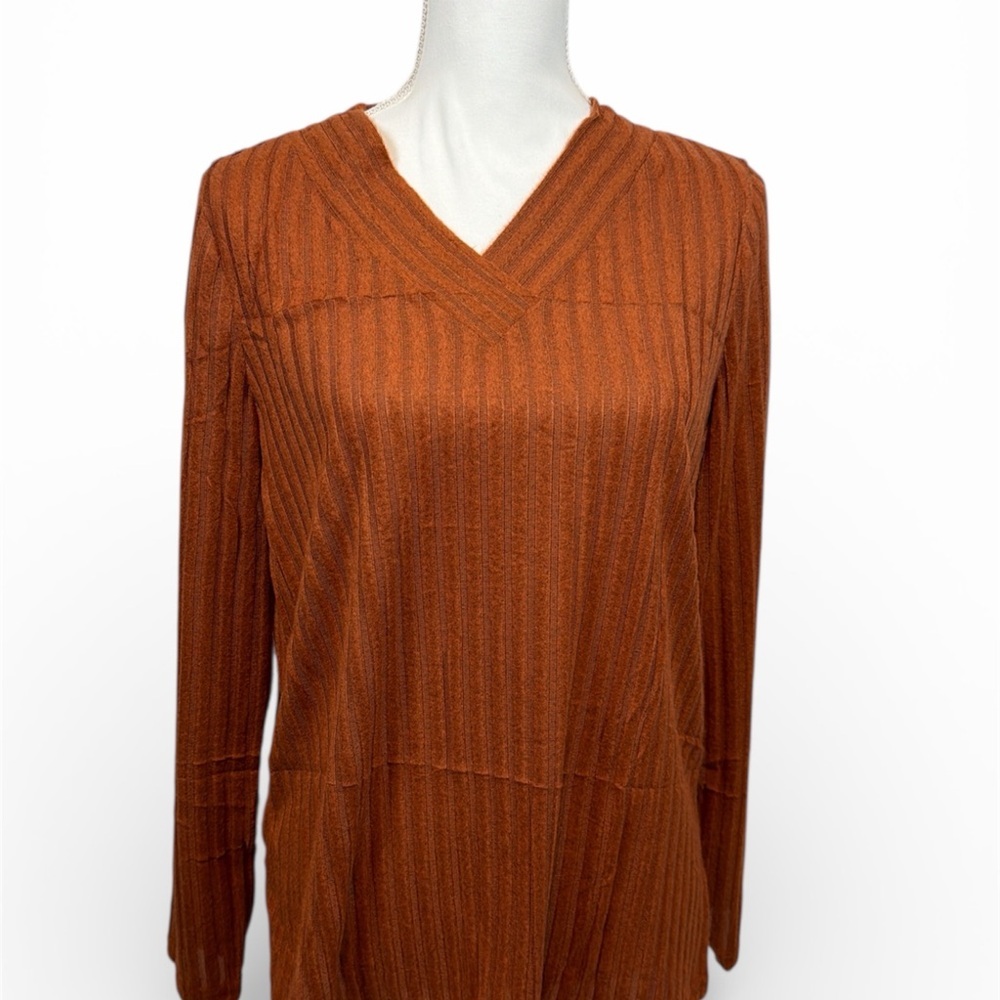 Women’s Rust Ribbed Long Sleeve Top Size XL